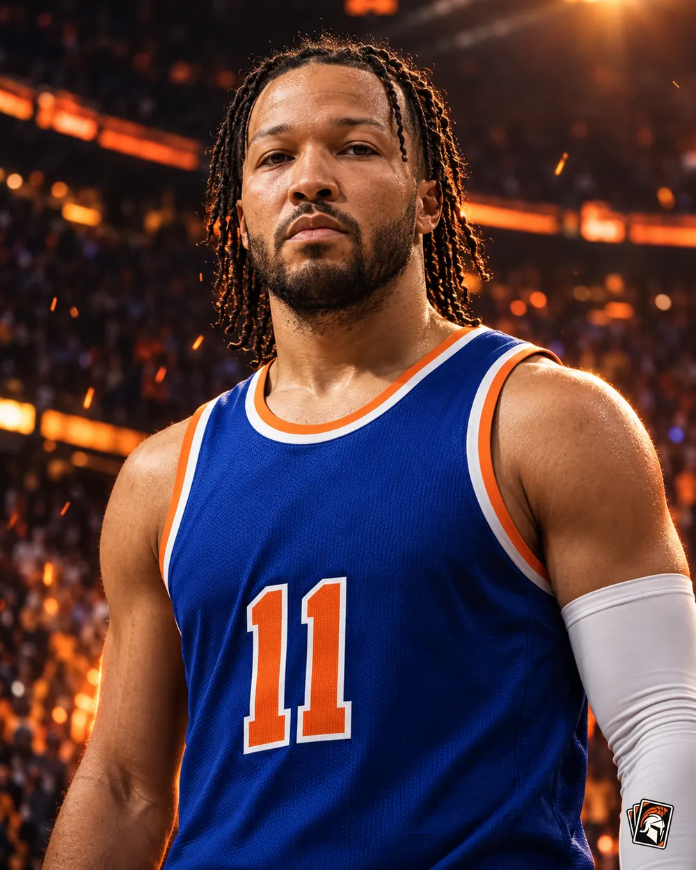 Jalen Brunson Sports Card Warriors illustration
